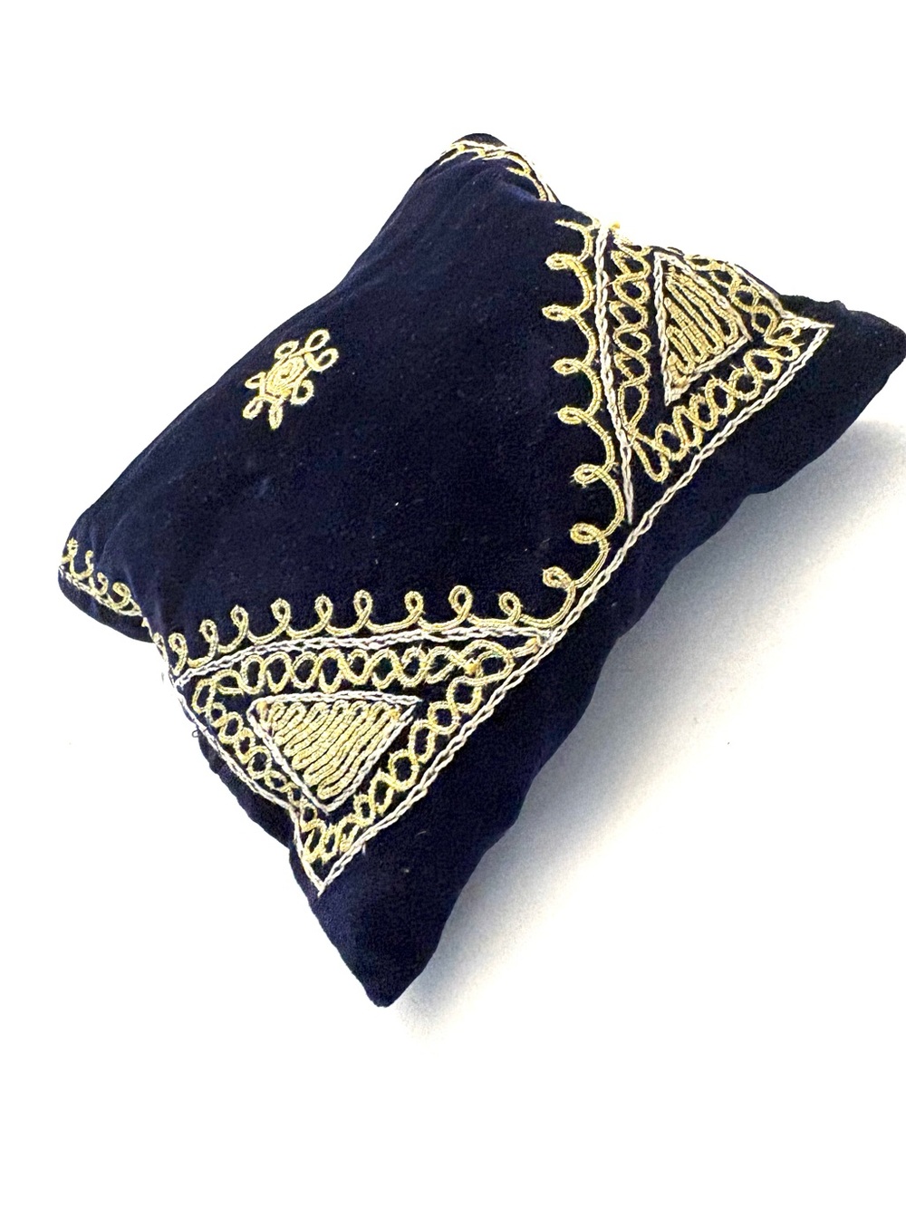 TEFILLIN Set Head & Hand Box and Stitched Blue Velvet Bag Vintage Prayer Items